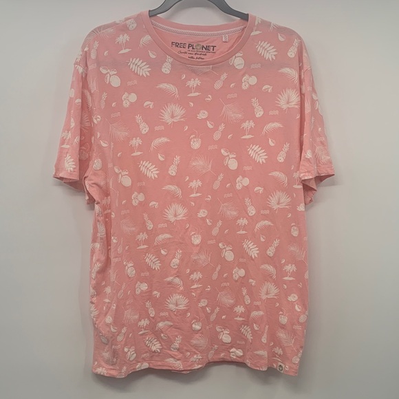 Free Planet Other - Free Planet Men's Light Pink Tropical Print T-Shirts Size XL